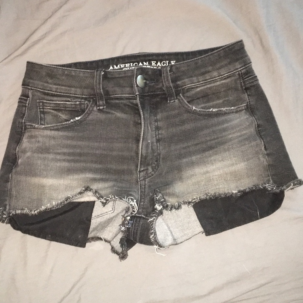 American Eagle Hi-Rise Shortie Black Jean Shorts